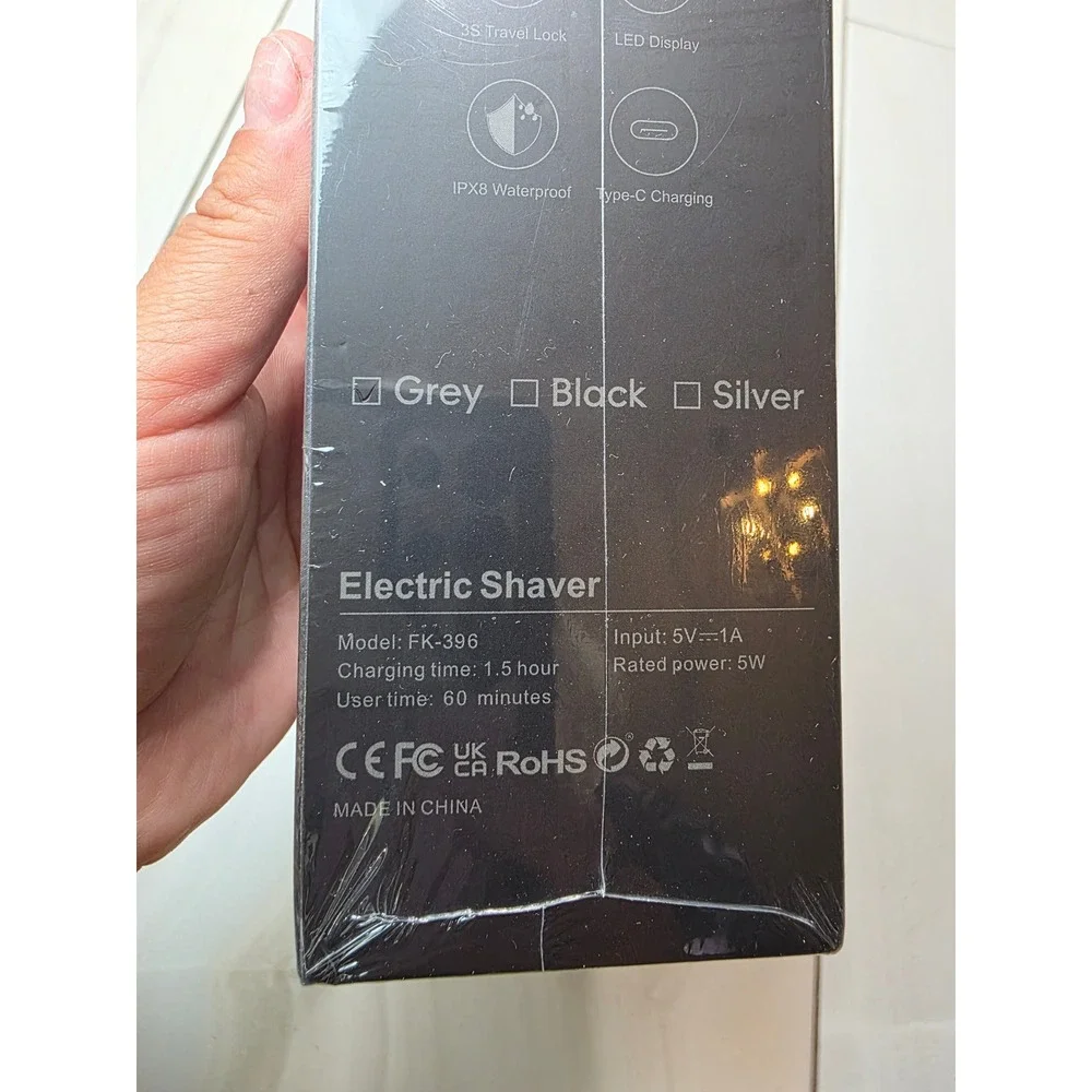 Electric Shaver FK-396 Wet‎ Dry Waterproof 3D Rotary Razor LED Display Black A6